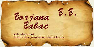 Borjana Babac vizit kartica
